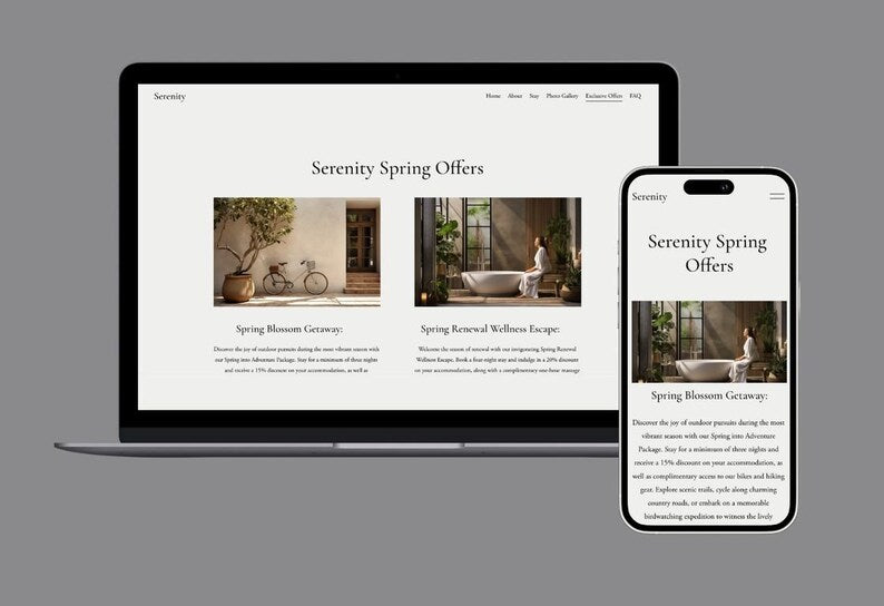 Serenity Slow Stay Squarespace Template