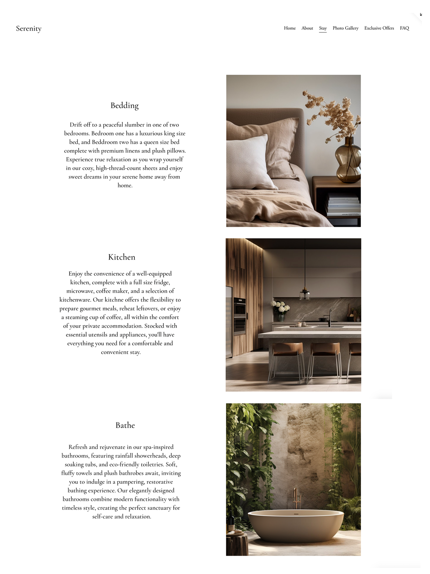 Serenity Slow Stay Squarespace Template